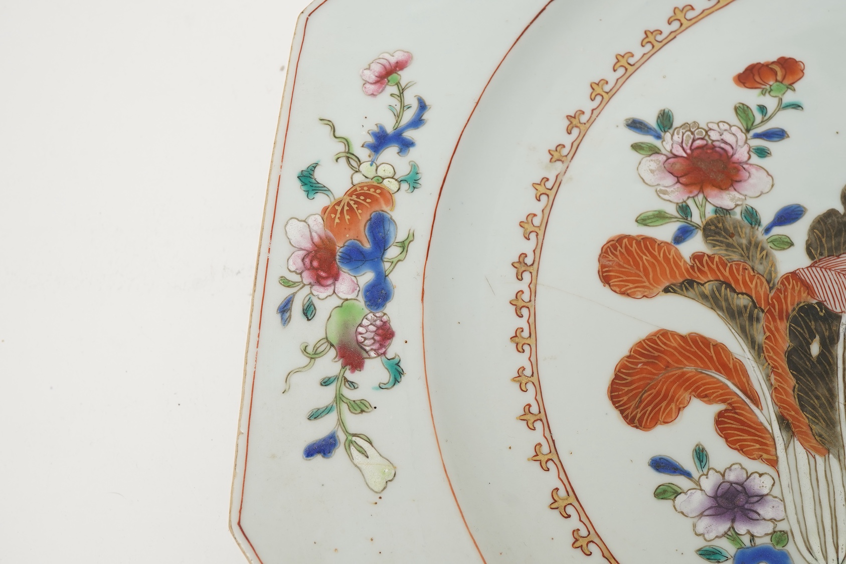 A Chinese famille rose octagonal dish, Qianlong period